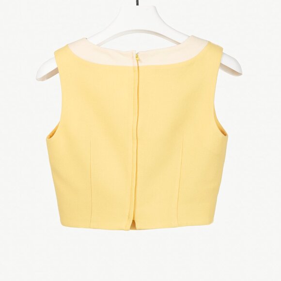 Dolce & Gabbana Yellow Wool-Crepe Stripe Sleeveless Top - Picture 2 of 9